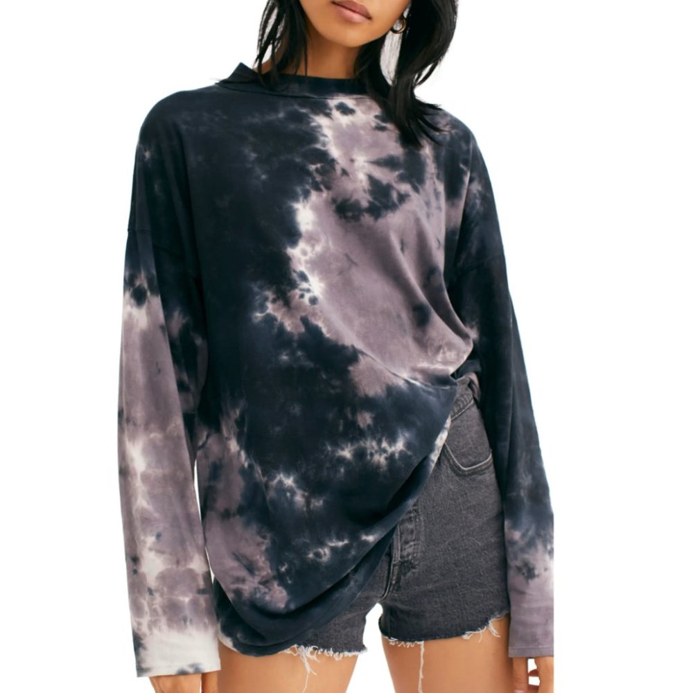 Free People Be Free Tie Dye Oversize Long Sleeve T-Shirt (We the Free) Small
